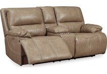 ricmen putty leather reclining loveseat   
