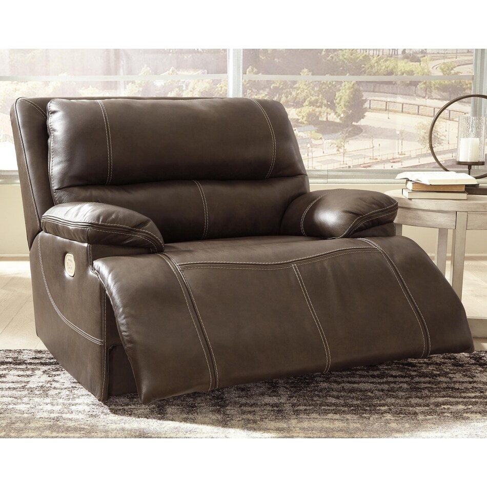 ricmen walnut power leather recliner   