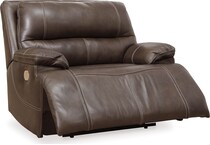 ricmen walnut power leather recliner   