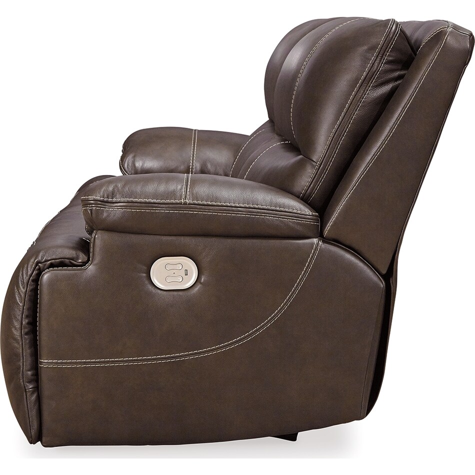 ricmen walnut power leather reclining sofa   