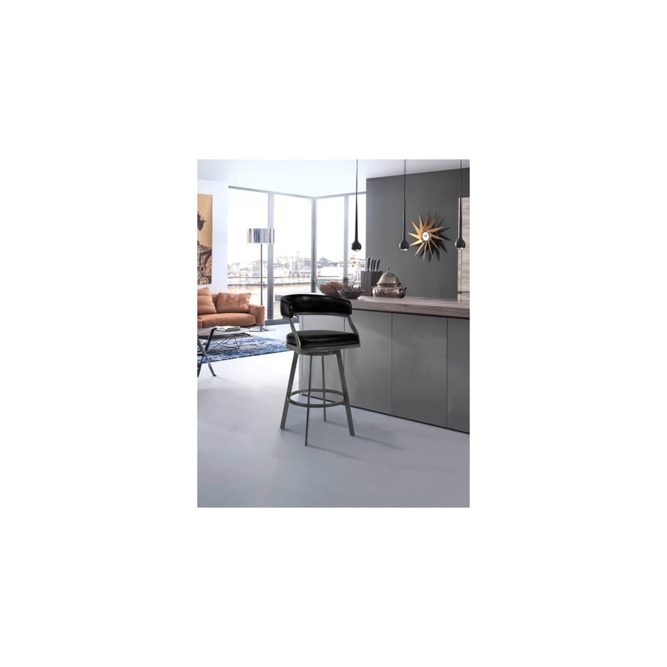 sally vintage black faux leather barstool   