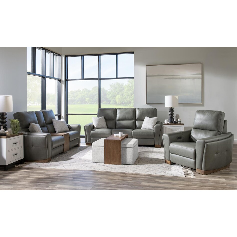 samantha grey power leather reclining console loveseat   