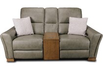 samantha grey power leather reclining console loveseat   