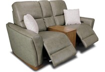 samantha grey power leather reclining console loveseat   