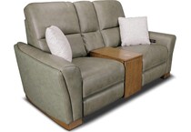 samantha grey power leather reclining console loveseat   