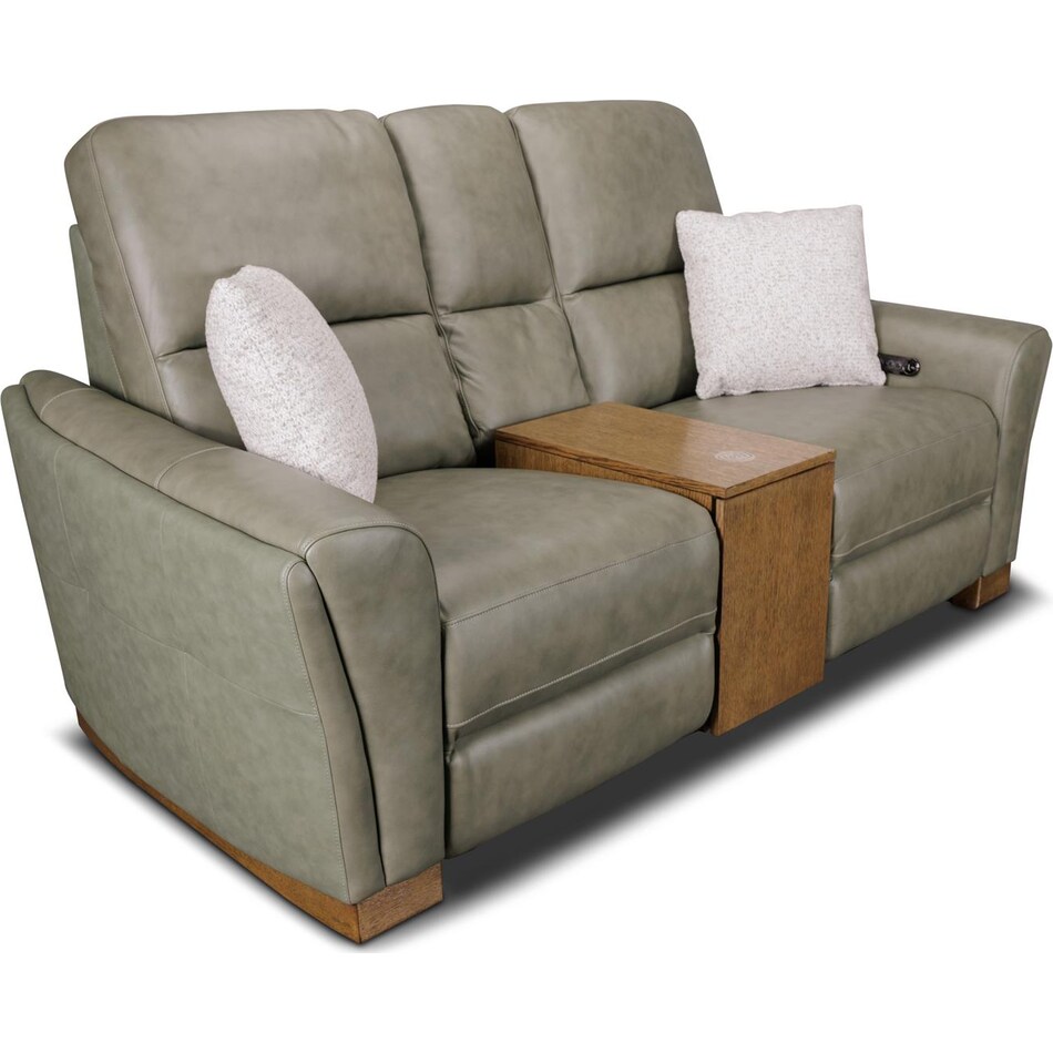 samantha grey power leather reclining console loveseat   