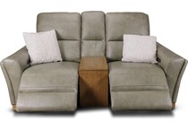 samantha grey power leather reclining console loveseat   