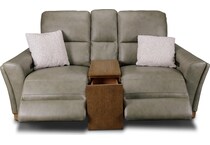 samantha grey power leather reclining console loveseat   