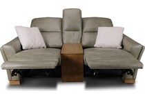 samantha grey power leather reclining console loveseat   