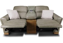 samantha grey power leather reclining console loveseat   