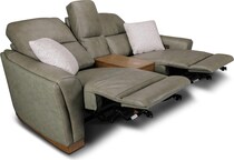 samantha grey power leather reclining console loveseat   