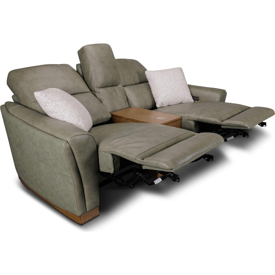 samantha grey power leather reclining console loveseat   