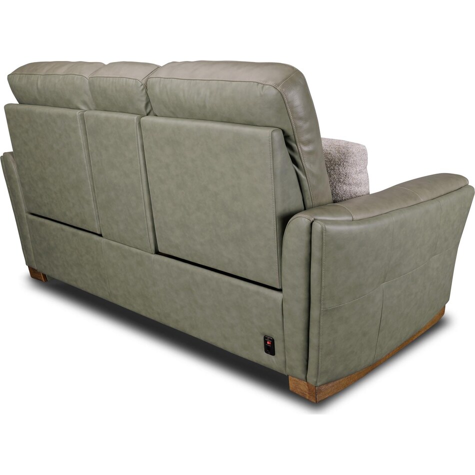 samantha grey power leather reclining console loveseat   