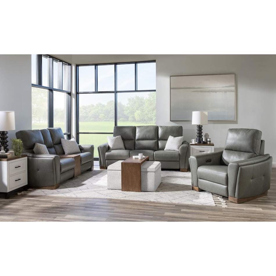samantha grey power leather reclining sofa   