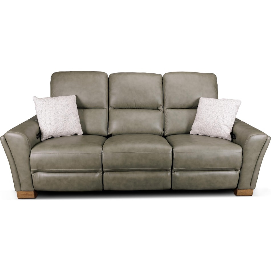 samantha grey power leather reclining sofa   