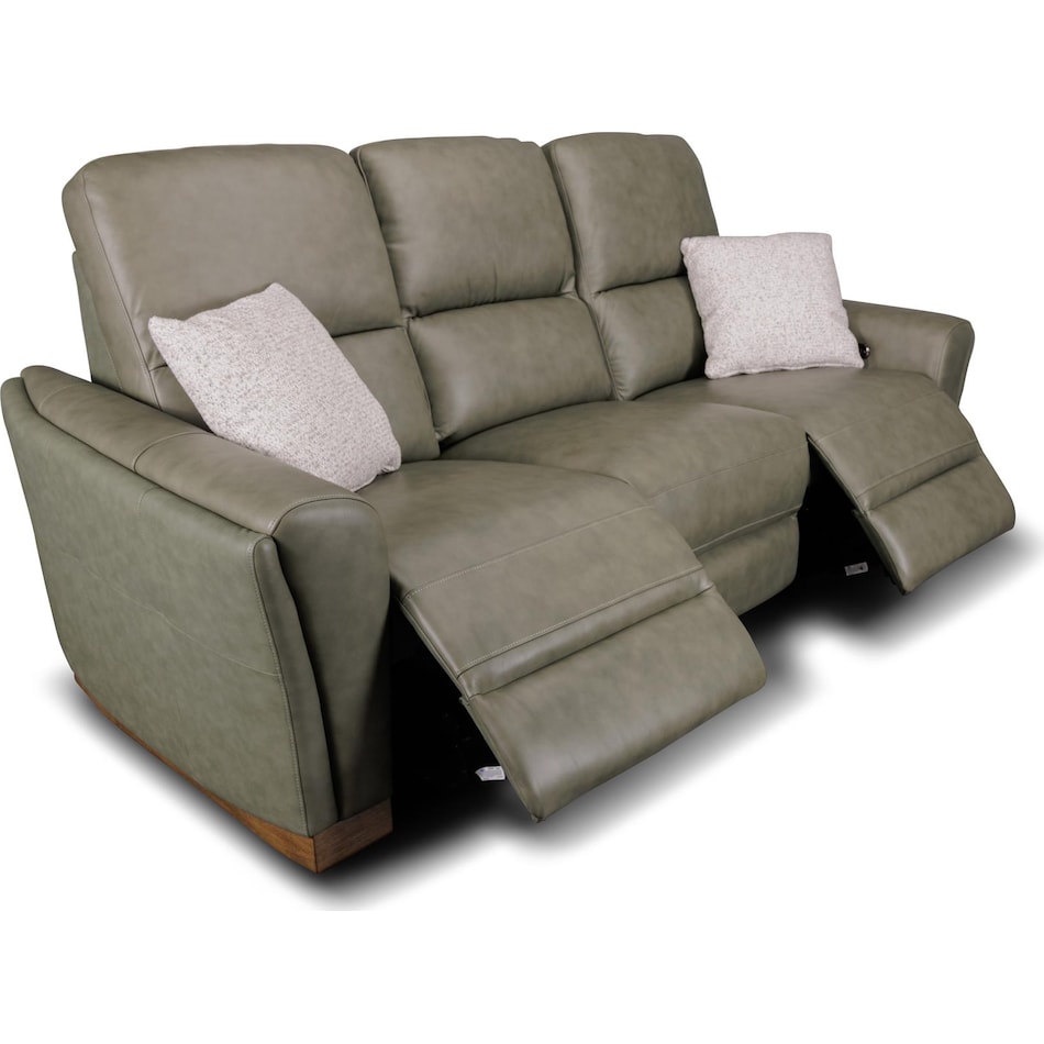 samantha grey power leather reclining sofa   