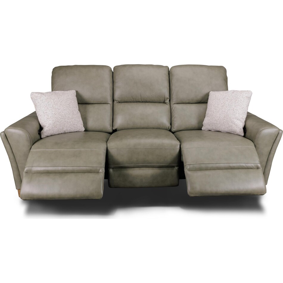 samantha grey power leather reclining sofa   