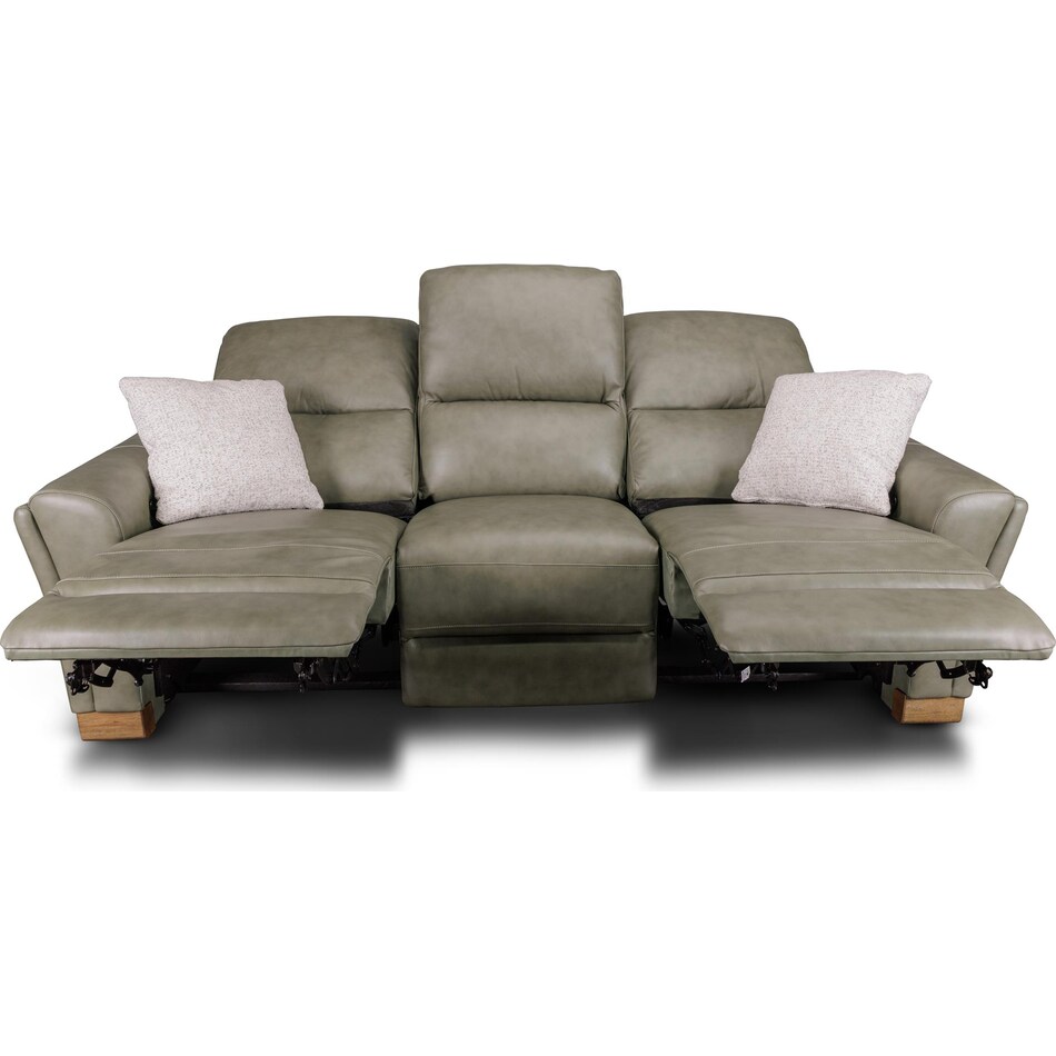 samantha grey power leather reclining sofa   