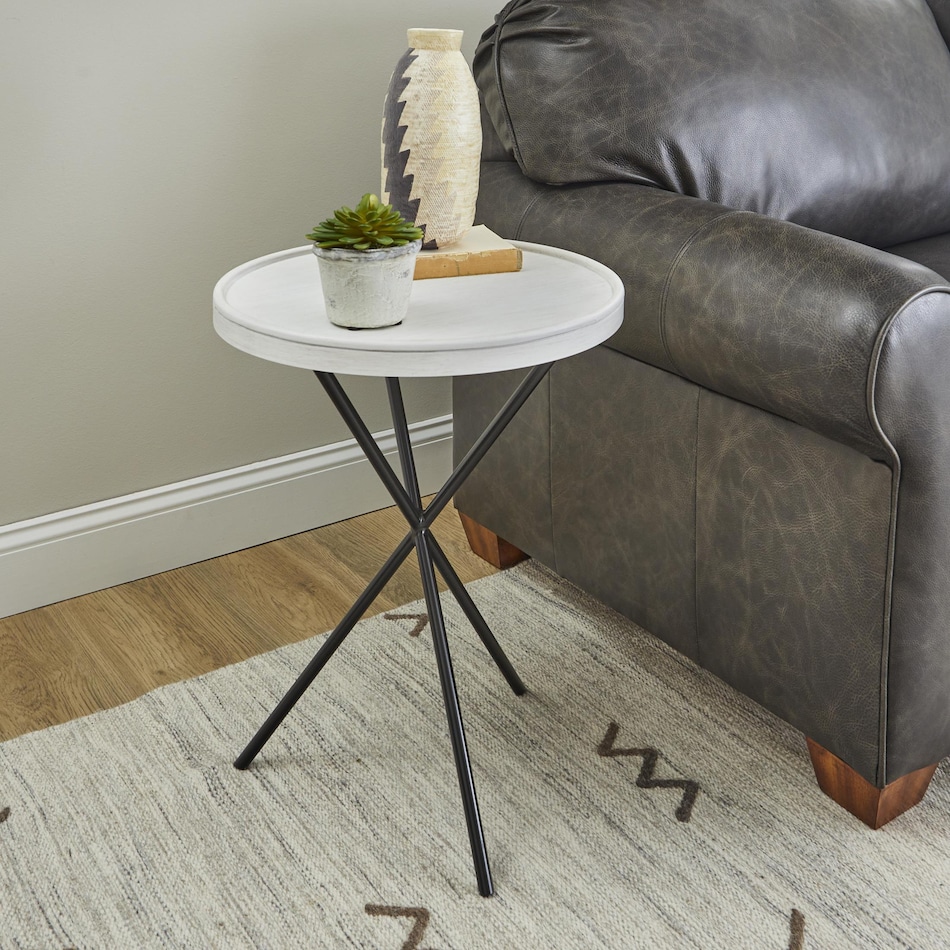 sandusky white black chairside table   