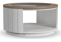 sandusky white brown cocktail table casters   