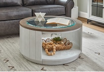 sandusky white brown cocktail table casters   