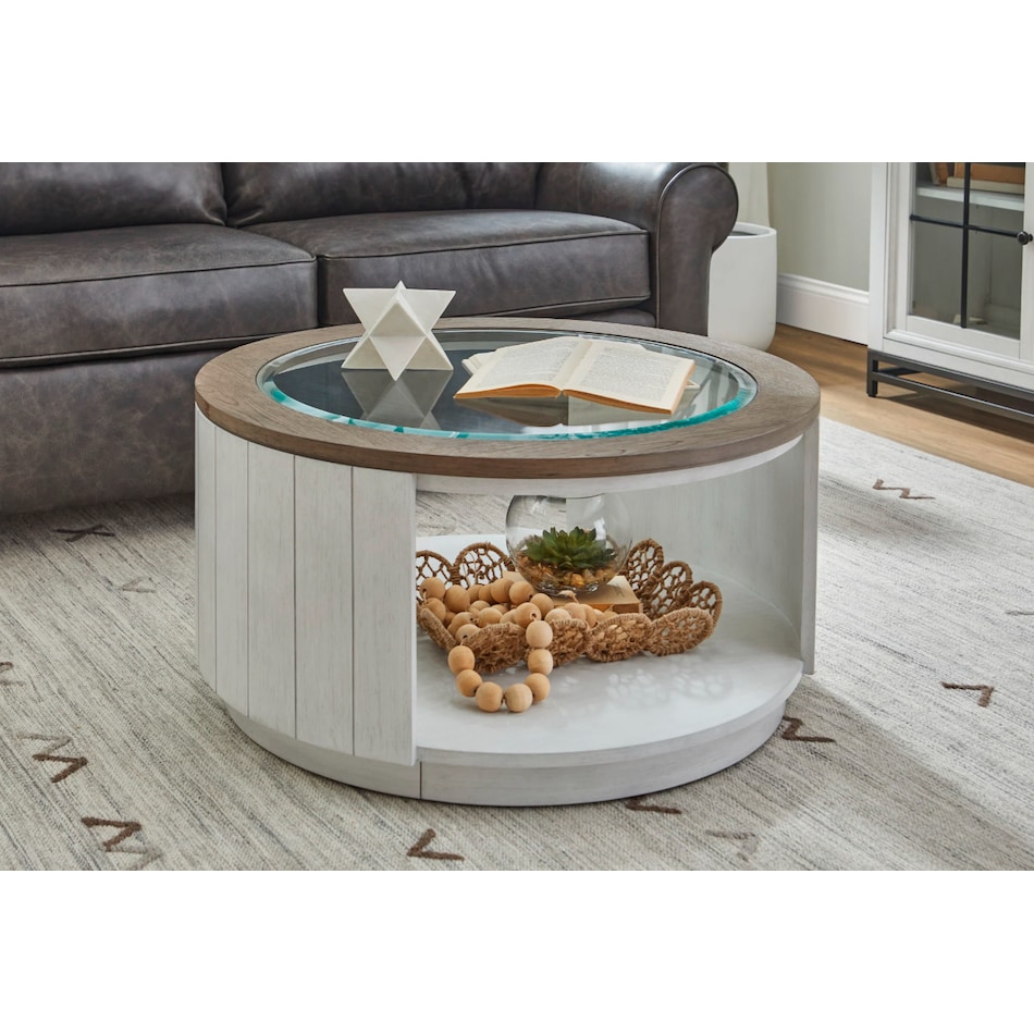 sandusky white brown cocktail table casters   