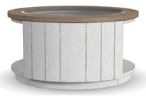 sandusky white brown cocktail table casters   