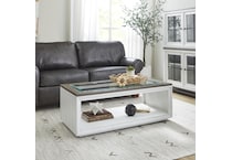 sandusky white brown cocktail table casters   