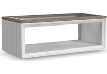 sandusky white brown cocktail table casters   