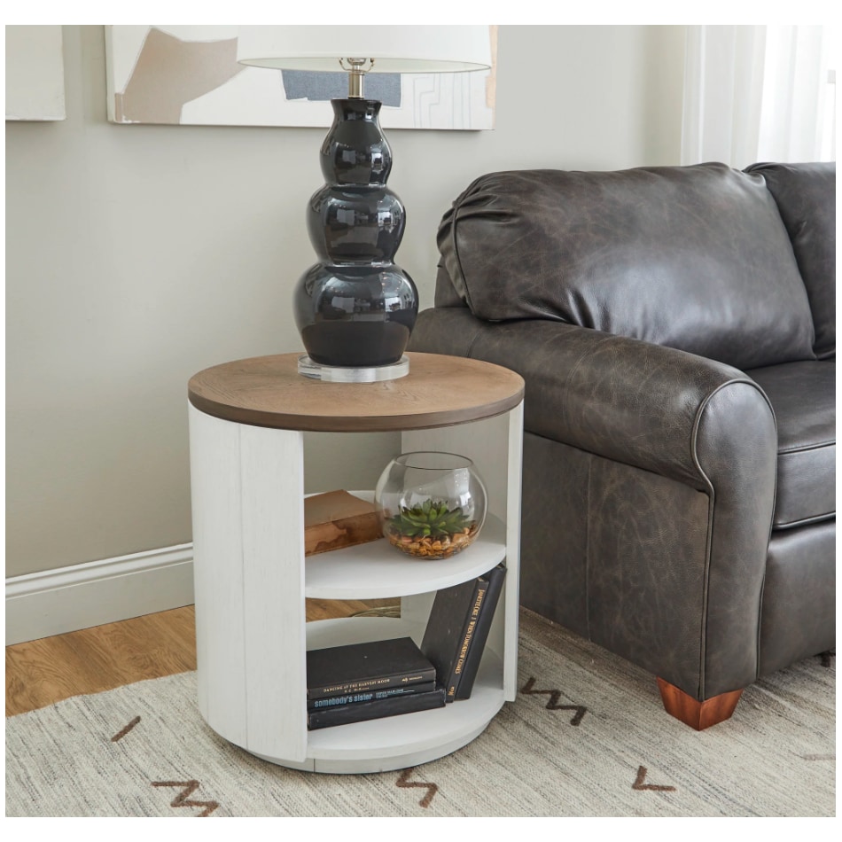 sandusky white brown end table   