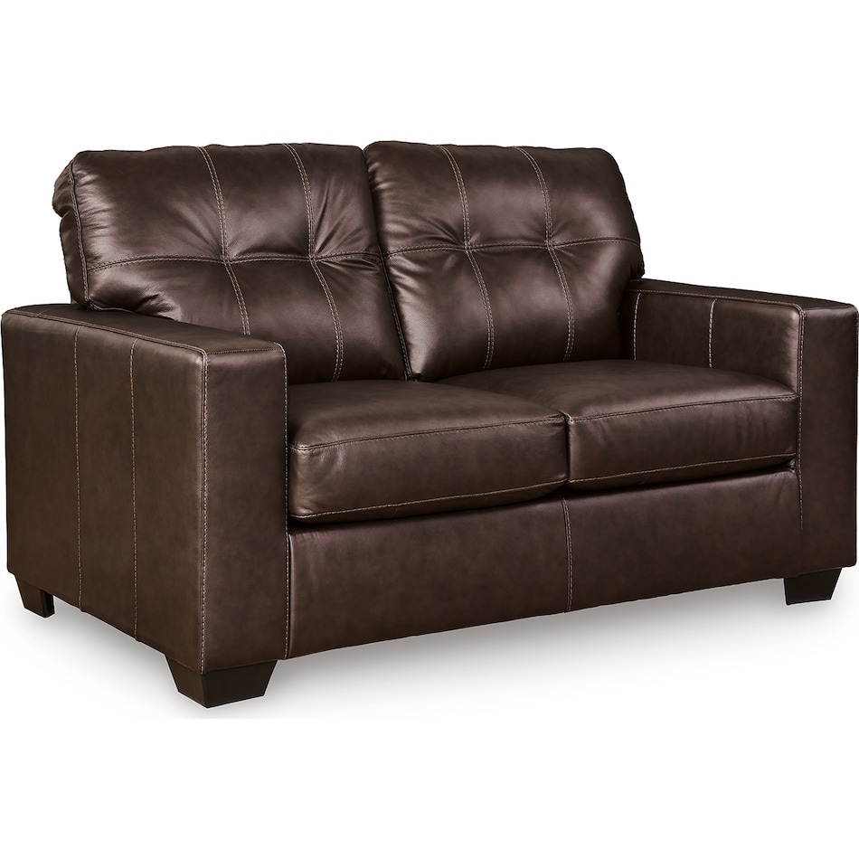 santorine dark brown leather loveseat   