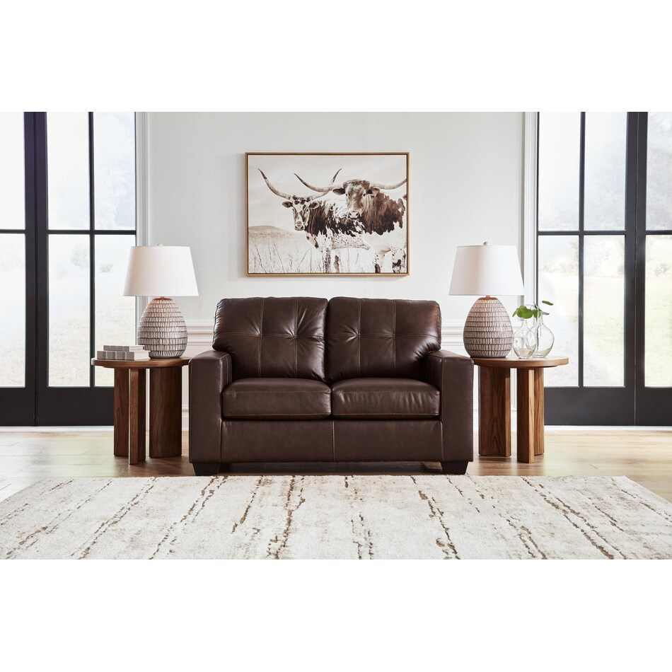santorine dark brown leather loveseat   