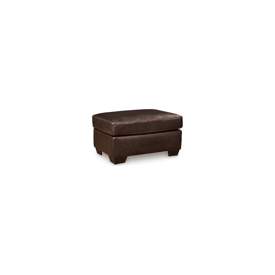 santorine dark brown leather ottoman   