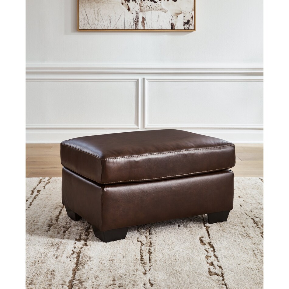 santorine dark brown leather ottoman   