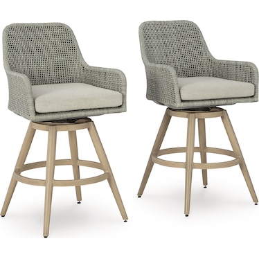 Seton Creek Outdoor Bar Height Barstool with Cushion (Set of 2)