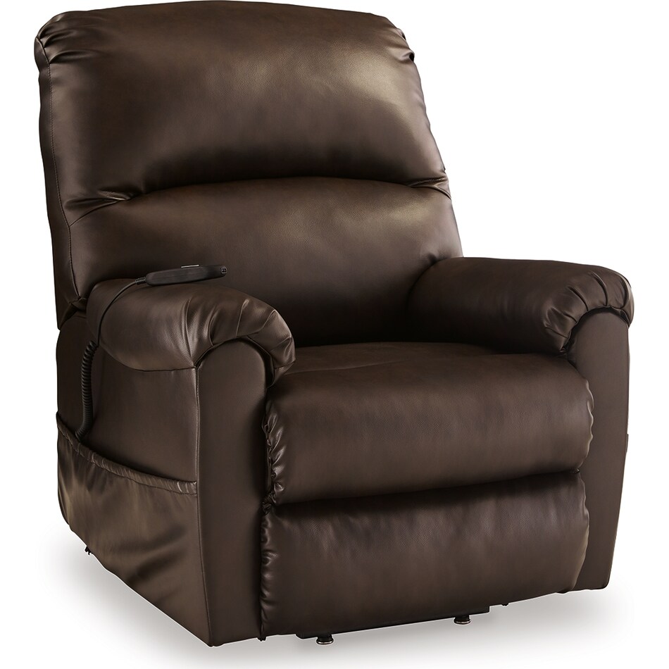 shadowboxer chocolate faux leather lift recliner   