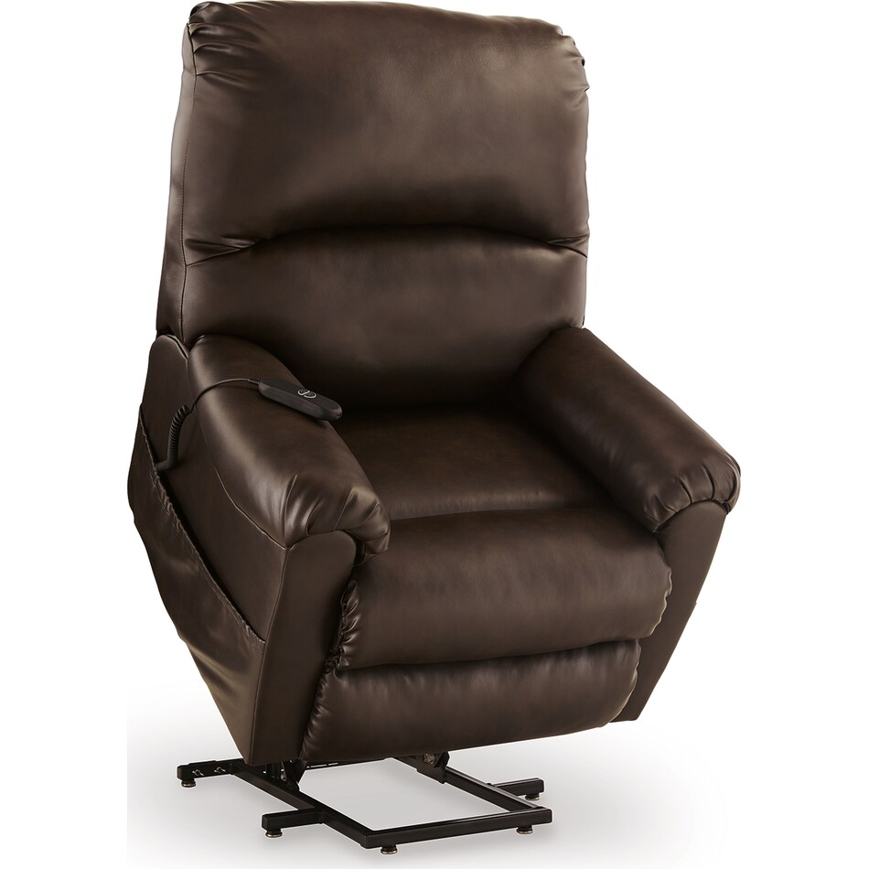 shadowboxer chocolate faux leather lift recliner   