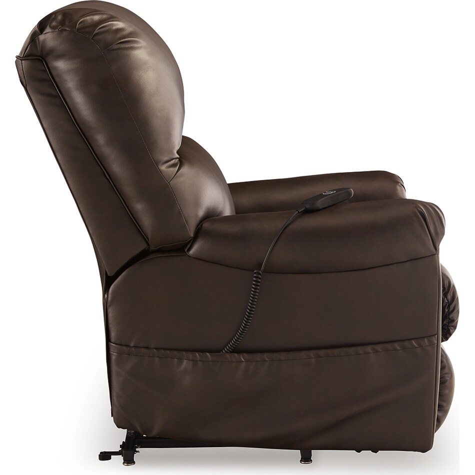 shadowboxer chocolate faux leather lift recliner   