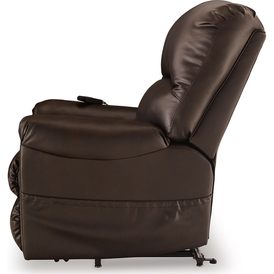 shadowboxer chocolate faux leather lift recliner   