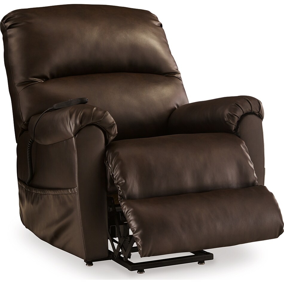 shadowboxer chocolate faux leather lift recliner   