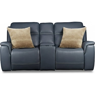 SHELBY LEATHER POWER RECLINING CONSOLE LOVESEAT BY FLEXSTEEL