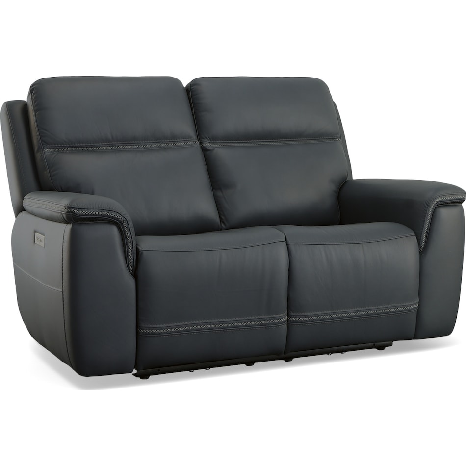 shelby blue power leather reclining console loveseat   