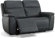 shelby blue power leather reclining console loveseat   