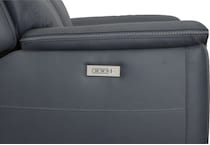 shelby blue power leather reclining console loveseat   