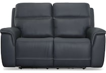 shelby blue power leather reclining console loveseat   