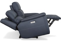 shelby blue power leather reclining console loveseat   