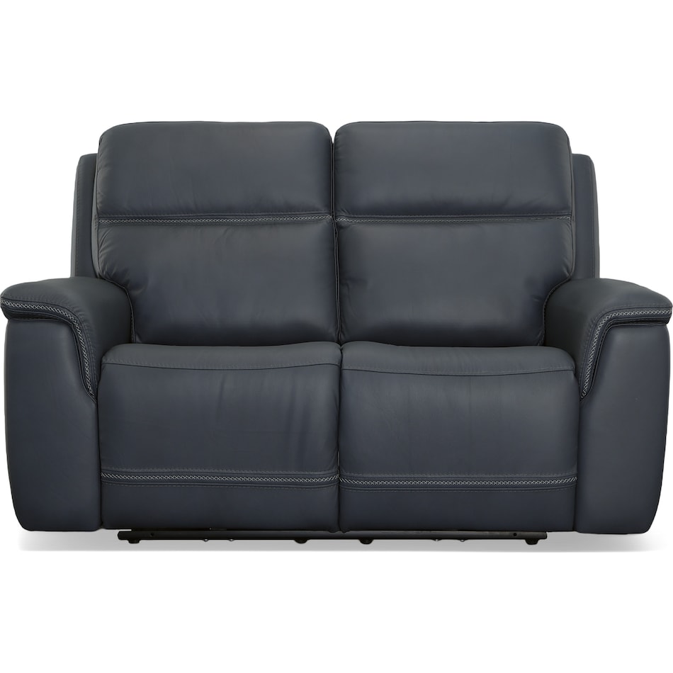 shelby blue power leather reclining console loveseat   
