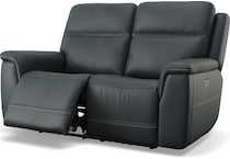 shelby blue power leather reclining console loveseat   