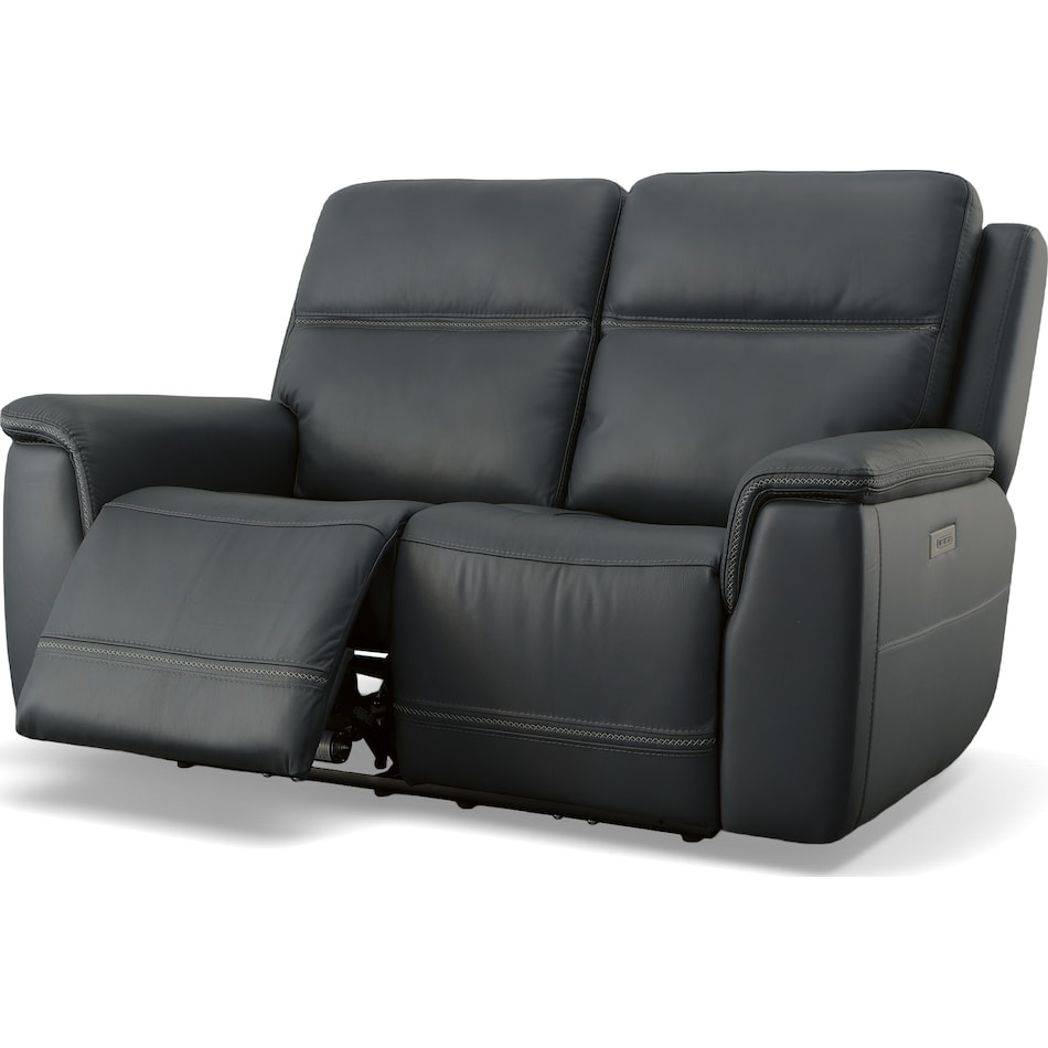 shelby blue power leather reclining console loveseat   