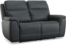 shelby blue power leather reclining console loveseat   
